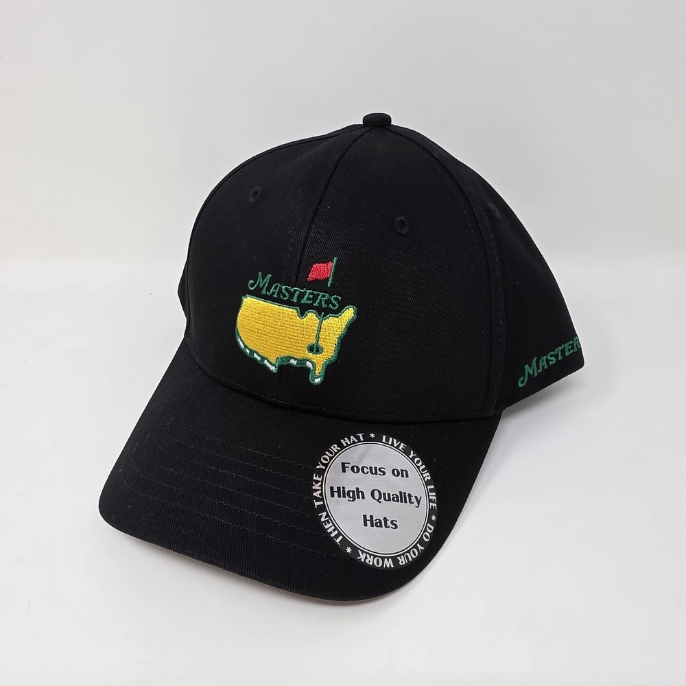 New! Embroidered Augusta Masters PGA Golf Tournament Black Hat Ballcap Adjustabl